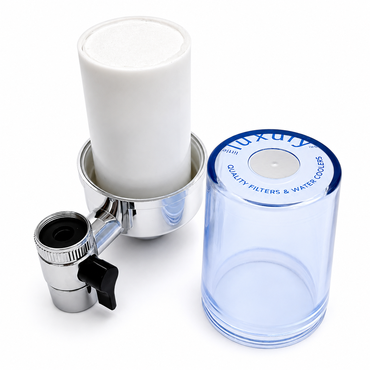 Little Luxury 3-Stage Tap Water Filter housing with internal filter cartridge