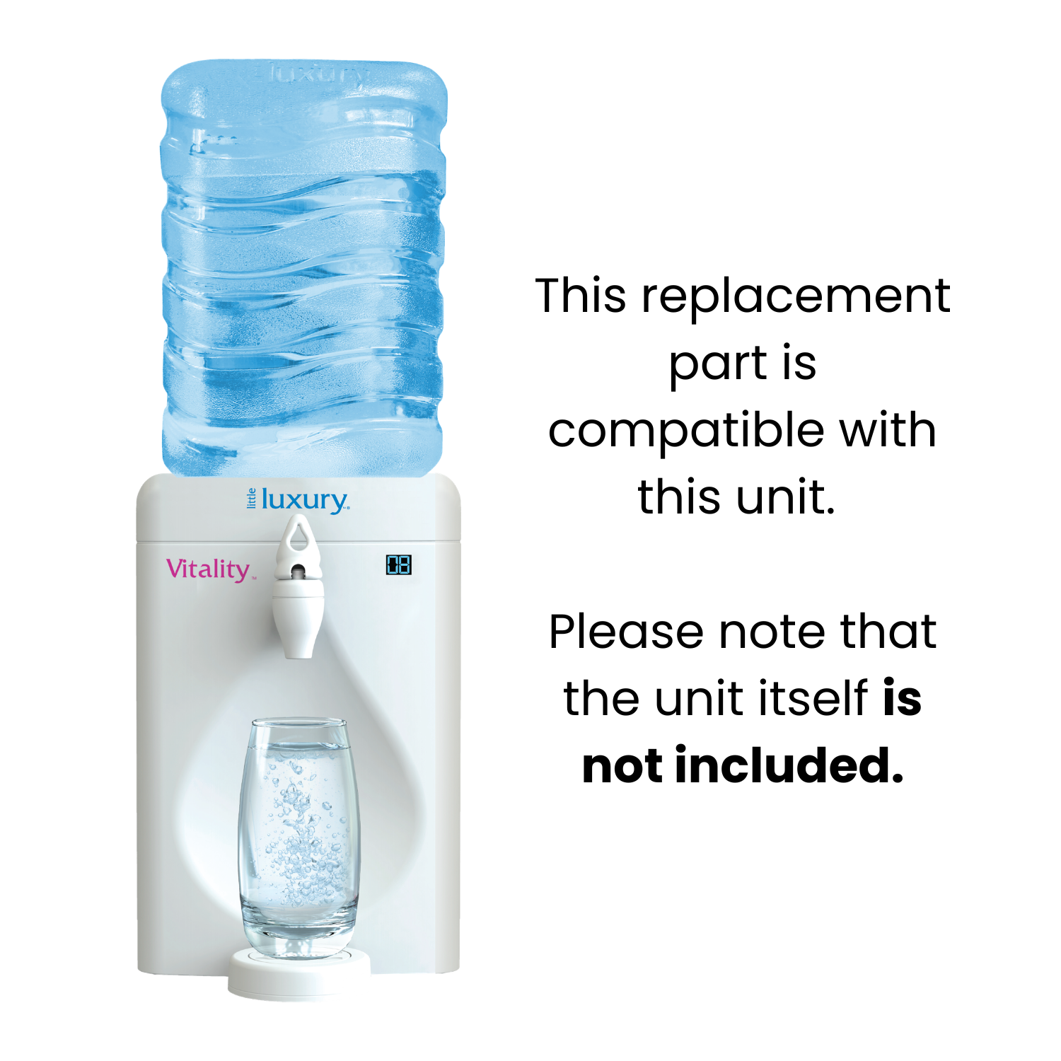 Replacement water bottle compatible with the Little Luxury Vitality Mini Water Cooler