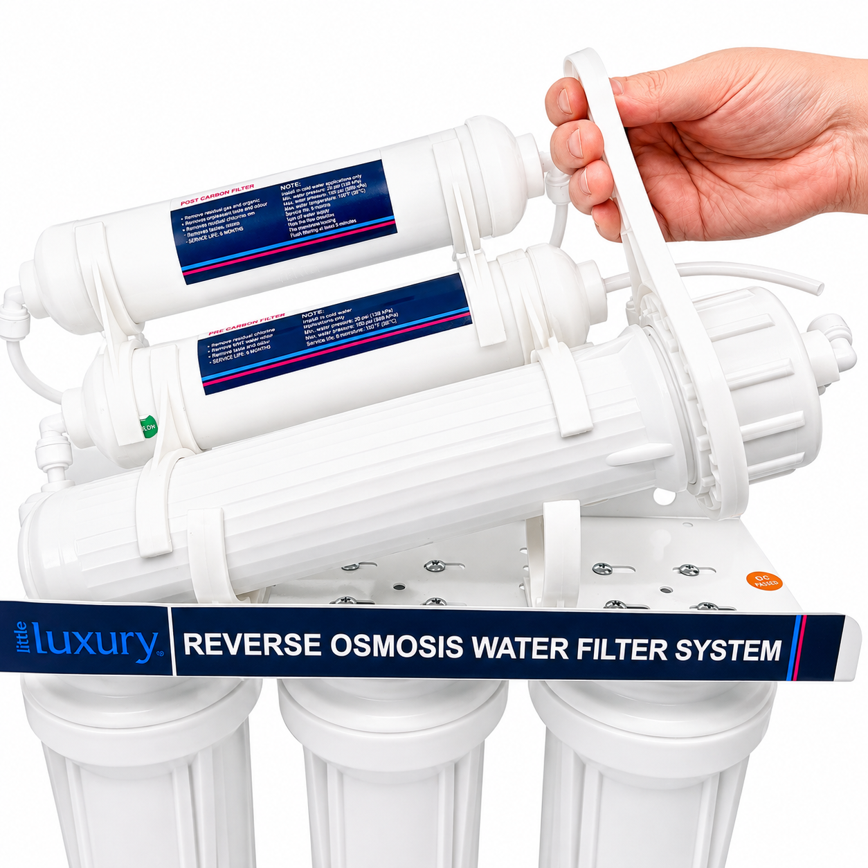 Using the housing wrench to loosen the membrane housing on a Little Luxury reverse osmosis system