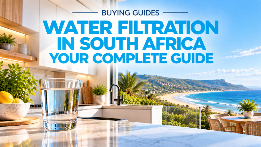 Water filtration in South Africa buying guide with a glass of clean drinking water