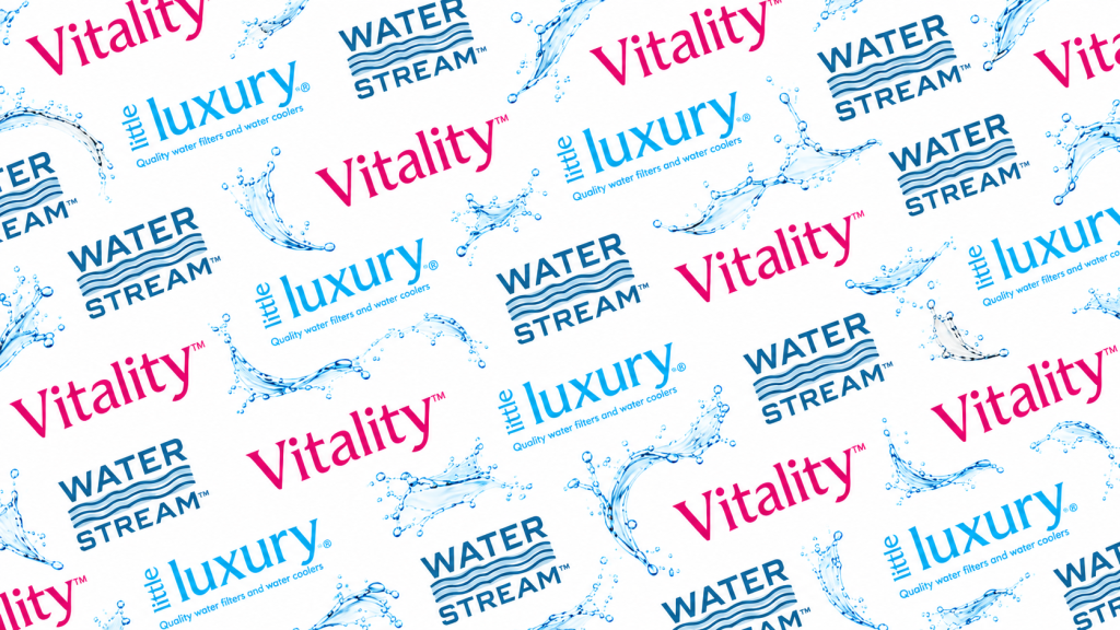 Little Luxury, Vitality and Water Stream water filtration brand logos